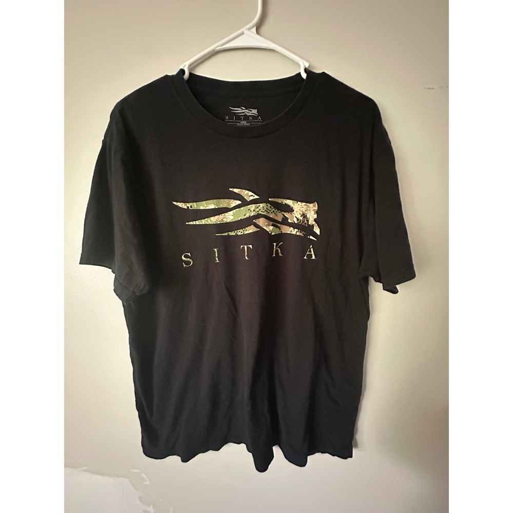 Sitka Gear Graphic T-Shirt Womens Large Black Camo Logo Cotton Short Sleeve Tee